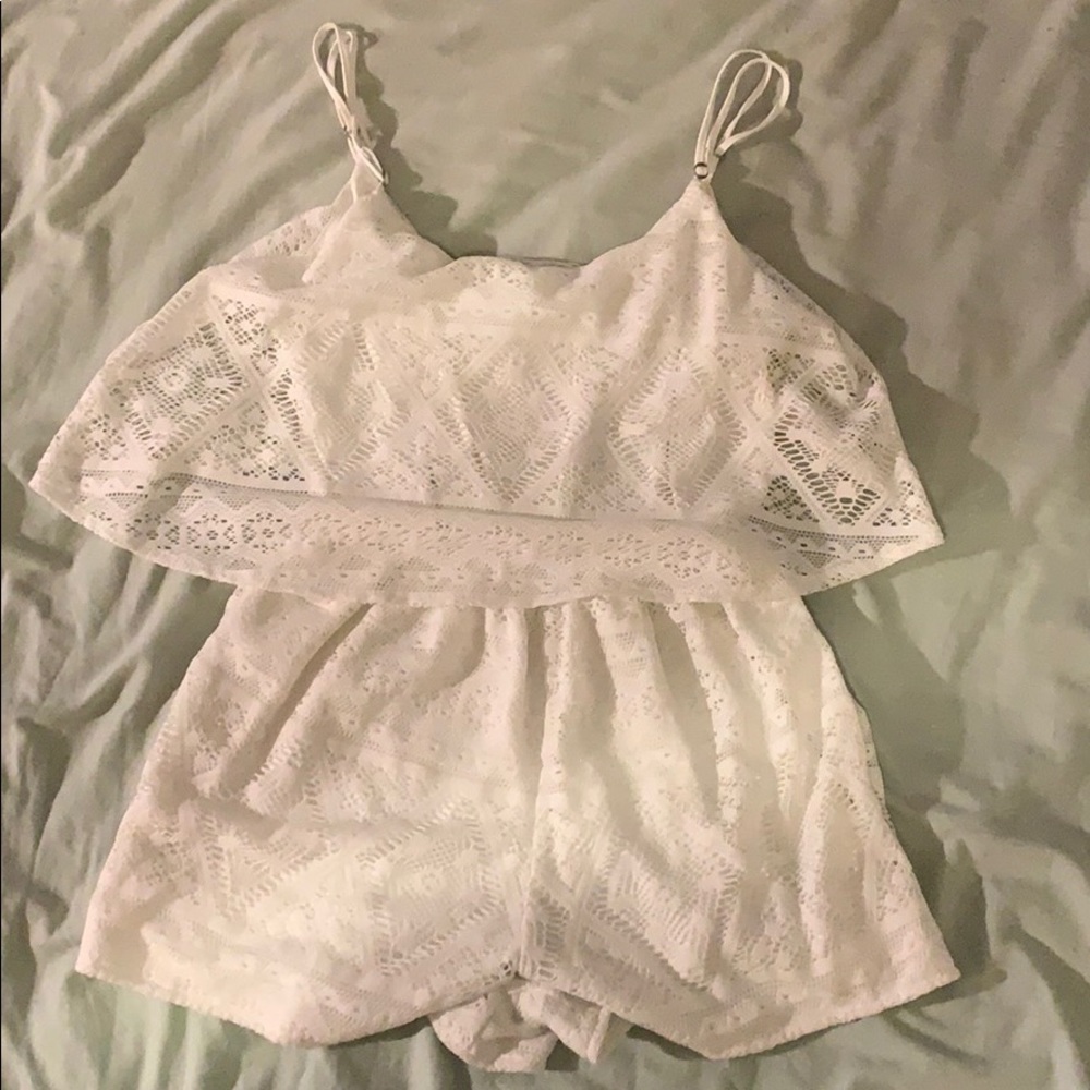 White Crochet Romper